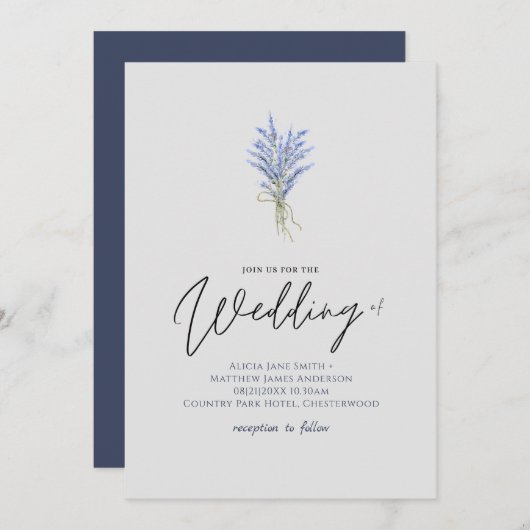 ラベかわいらしンダーフラワー手書きスタイル結婚ズ (正面/裏面)