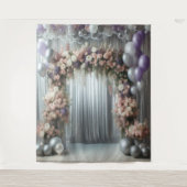 ラベかわいらしンダーフローラバルーンアつるーチ タペストリー (正面)