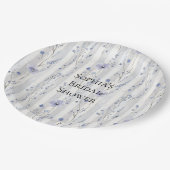 ラベかわいらしンダーホワイトフローラストライプブライダルシャワー ペーパープレート (アングル)