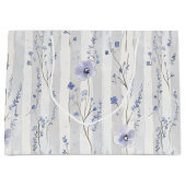 ラベかわいらしンダーホワイトフローラストライプブライダルシャワー ラージペーパーバッグ (正面)