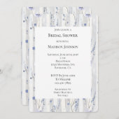 ラベかわいらしンダーホワイトフローラストライプブライダルシャワー 招待状 (正面/裏面)