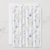 ラベかわいらしンダーホワイトフローラストライプブライダルシャワー 招待状 (裏面)