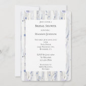 ラベかわいらしンダーホワイトフローラストライプブライダルシャワー 招待状 (正面)