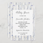 ラベかわいらしンダー白ストライプフローラ赤ちゃんシャワー 招待状 (正面/裏面)