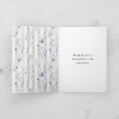 ラベかわいらしンダー薄紫ホワイトフローラストライプ カード (内部)