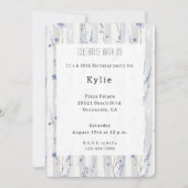 ラベかわいらしンダー薄紫ホワイトフローラストライプ 招待状 (正面)