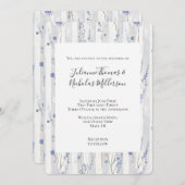 ラベかわいらしンダー薄紫白ストライプフローラ結婚ズ 招待状 (正面/裏面)