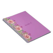 ラベかわいらしンダー&ピンクパステルウォーターカラーフローラ ノートブック (右側)