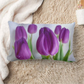 ラベかわいらしンパープルチューリップ装飾枕 ランバークッション (ブランケット)