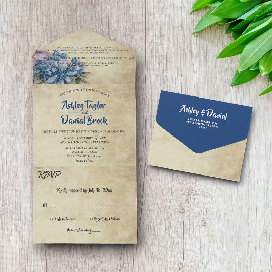 ラベエレガントンダカントリー結婚フローラ素朴ズ オールインワン招待状