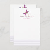 ラベエレガントンダストライプー&ドラゴンフライパーソナライズされた ノートカード (正面/裏面)