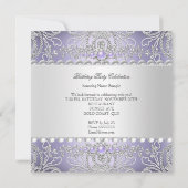 ラベエレガントンダダイヤモンドシルバーフローラ誕生日 招待状 (裏面)