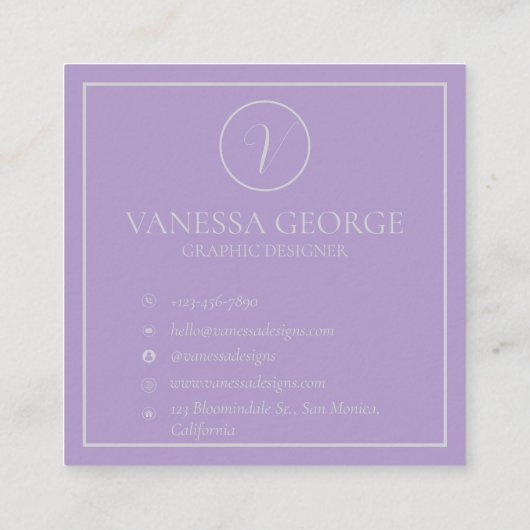 ラベエレガントンダモノグラムカスタム スクエア名刺 (裏面)