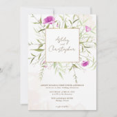 ラベエレガントンダワイルドフラワー結婚フレーム 招待状 (正面)