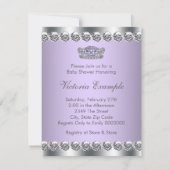 ラベエレガントンダーとグレーの赤ちゃんシャワー 招待状 (裏面)