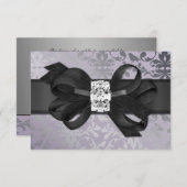 ラベエレガントンダーとシルバーRSVP （Bow付） 出欠カード (正面/裏面)