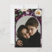 ラベエレガントンダーとブルゴーニュのフローラスクリプ結婚ト セーブザデート (裏面)