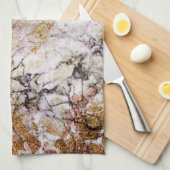 ラベエレガントンダーと金ゴールドグリッター大理石 キッチンタオル (四つ折り)