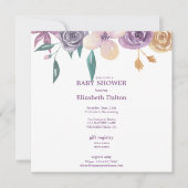 ラベエレガントンダーと金ゴールドフローラベビーシャワー 招待状 (正面)