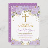 ラベエレガントンダーと金ゴールドフローラ聖餐会 招待状 (正面/裏面)