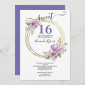 ラベエレガントンダーと金ゴールド甘い16フローラ円 招待状 (正面/裏面)