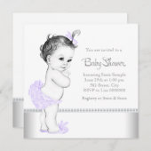ラベエレガントンダーと銀の赤ちゃんシャワー 招待状 (正面/裏面)
