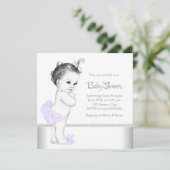 ラベエレガントンダーと銀の赤ちゃんシャワー 招待状 (スタンド正面)