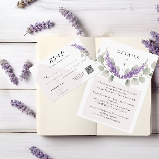 ラベエレガントンダーグリーンユーカリ離れRSVPカード エンクロージャーカード