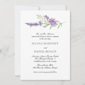 ラベエレガントンダーグリーンリー結婚バイオレット 招待状 (正面)