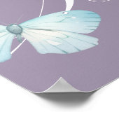 ラベエレガントンダーティール(緑がかった色)蝶ブライダルシャワー標識 ポスター (角)