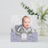 ラベエレガントンダーパープルとグレー《キリスト教》洗礼式や命名式 招待状 (スタンド正面)