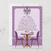 ラベエレガントンダーパープルダマスク誕生日ティーパーティー 招待状 (正面)