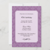 ラベエレガントンダーパープルダマスク誕生日ティーパーティー 招待状 (裏面)