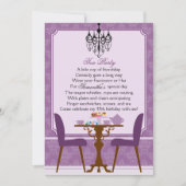 ラベエレガントンダーパープルダマスク誕生日ティーパーティー 招待状 (正面)