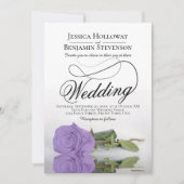 ラベエレガントンダーパープルバラクラッシー結婚スクリプト 招待状 (正面)