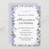 ラベエレガントンダーパープルフローラフレーム51歳 招待状 (正面/裏面)