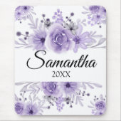 ラベエレガントンダーパープルフローラ水彩 マウスパッド (正面)