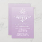 ラベエレガントンダーパープルフローリッシュ記念日パーティー 招待状 (正面/裏面)