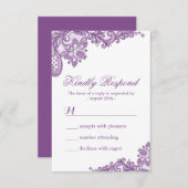 ラベエレガントンダーパープルレースパターンRSVP 出欠カード (正面/裏面)