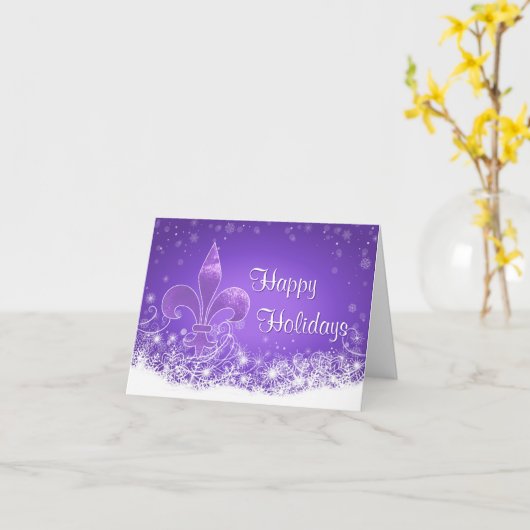 ラベエレガントンダーフルーアデリススノーフレークホリデー カード (黄色い花)