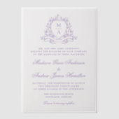 ラベエレガントンダーフローラクレストモノグラム結婚ズ ベラム紙招待状 (正面)