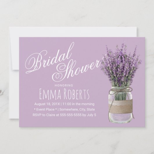 ラベエレガントンダーフローラジャルパープルブライダルシャワー 招待状 (正面)