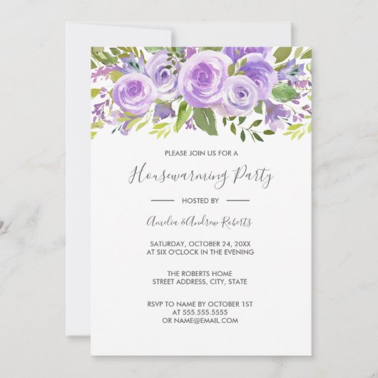 ラベエレガントンダーフローラバラ引っ越し祝いパーティー 招待状 (正面)