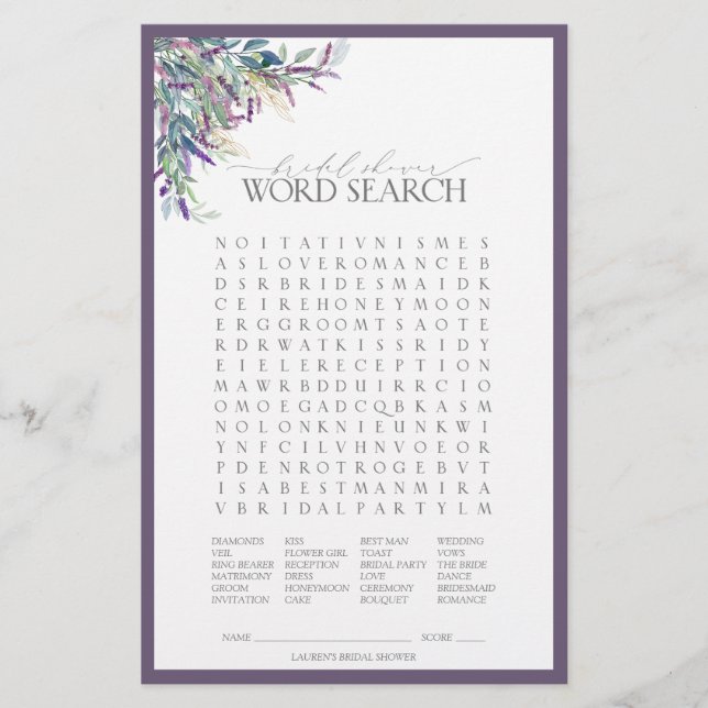 ラベエレガントンダーフローラブライダルシャワーゲーム (正面)