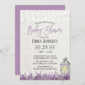 ラベエレガントンダーフローラホワイトランタンベビーシャワー 招待状 (正面/裏面)