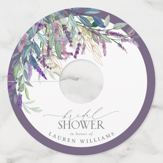 ラベエレガントンダーフローラ水彩ブライダルシャワー ワイングラスタグ (正面)