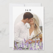 ラベエレガントンダーフローラ紫のアーチ結婚写真 招待状 (裏面)