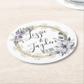 ラベエレガントンダーフローラ結婚リースのパーソナライズ ラウンドペーパーコースター (アングル)