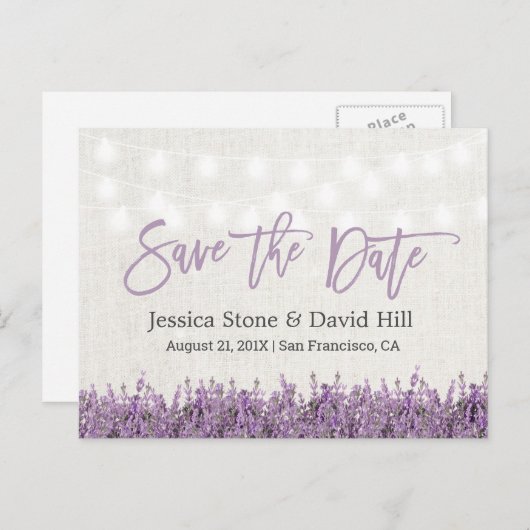 ラベエレガントンダーフローラ結婚式の日付を保存 案内ポストカード (正面/裏面)