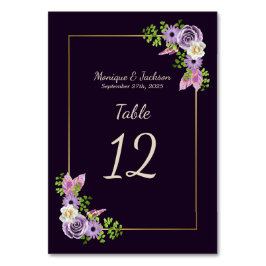 ラベエレガントンダーフローラ金ゴールドフレーム結婚パープル テーブルナンバー